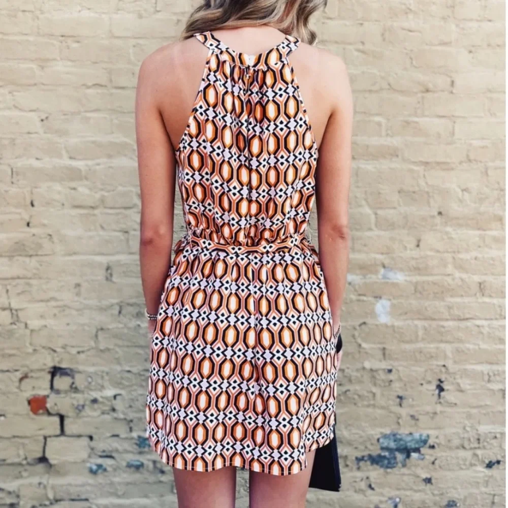 Sanctuary Dress Medium halter wrap tie orange - Picture 3 of 5